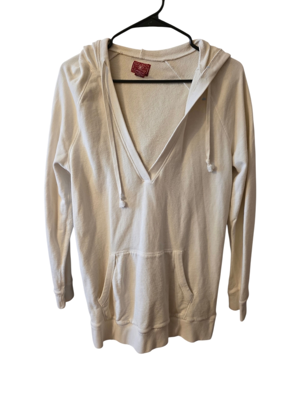 Cozy V-Neck Hoodie Sweater - Cream